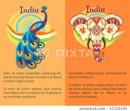 Independence Day Poster withl Peacock and Elephant 41326299