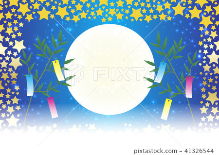 日式背景材料壁紙，七夕裝飾，節日，傳統，地帶，竹葉，初夏事件，星塵，銀河系，星塵，閃光，七月 41326544