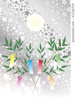 日式背景材料壁紙，七夕裝飾，節日，傳統，地帶，竹葉，初夏事件，星塵，銀河系，星塵，閃光，七月 41326724