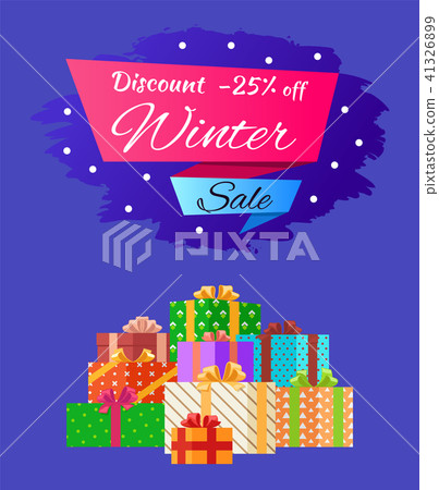 Discount 25 Winter Sale Poster with Advert Present 41326899