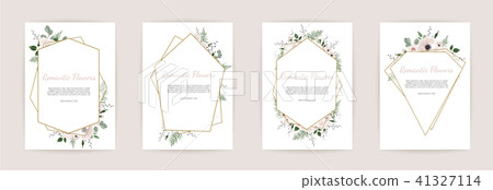 set botanic card with wild flowers, leaves. set botanic card with wild flowers, leaves. 41327114