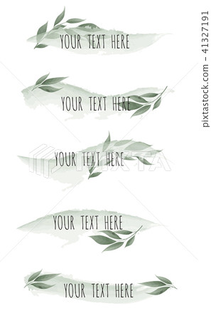 Set of Vector watercolor brush lines with leaves.  41327191