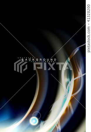 Color shiny light effects on black, liquid style multicolored wavy shape 41328200