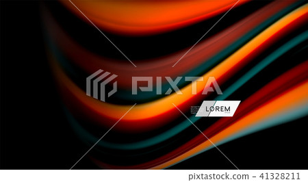 Fluid rainbow colors on black background, vector wave lines and swirls Fluid rainbow colors on black background, vector wave lines and swirls 41328211