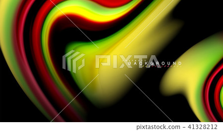 Fluid rainbow colors on black background, vector wave lines and swirls Fluid rainbow colors on black background, vector wave lines and swirls 41328212