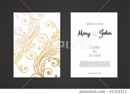 Golden Vector invitation with floral elements. Golden Vector invitation with floral elements. 41328311