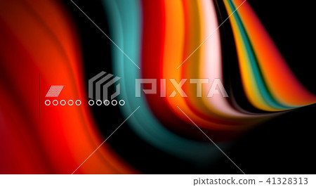 Fluid rainbow colors on black background, vector wave lines and swirls 41328313
