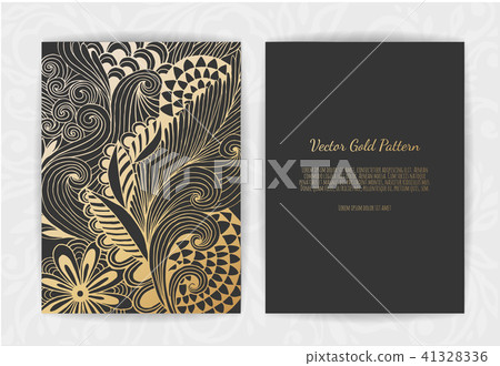 Gold vintage greeting card on a black background. 41328336