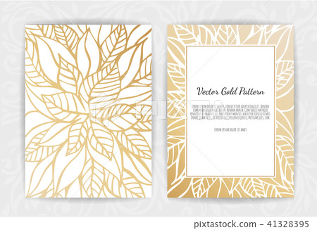 Golden Vector invitation with floral elements. 41328395