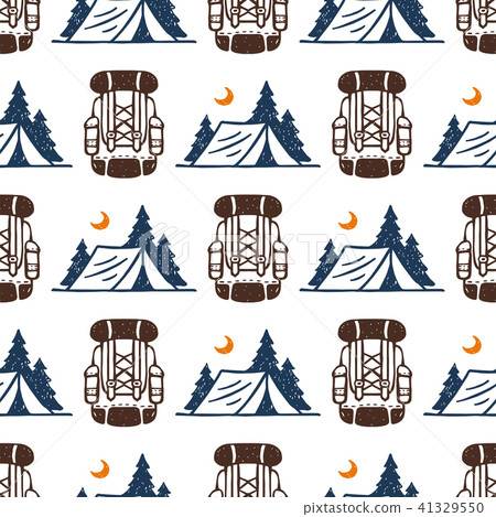 Vintage woods camp seamless pattern background... - Stock Illustration ...