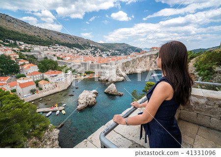 Woman traveller at Dubrovnik Old Town, Croatia 41331096