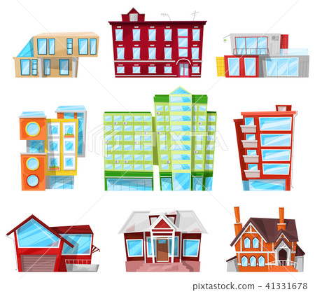 Building facade of house in cityscape vector officebuilding or apartments architectural construction 41331678