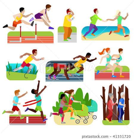 People fitness running vector athlet character jogging to train for marathon and couple of friends People fitness running vector athlet character jogging to train for marathon and couple of friends 41331720