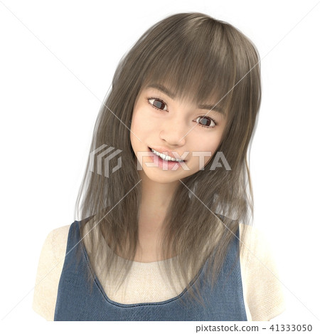 有長的頭髮的小姐破壞表達式面部perming3DCG例證材料 41333050
