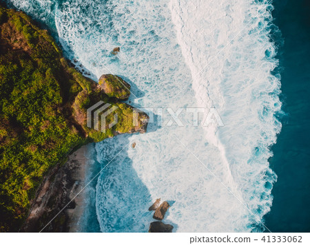 An aerial view of island and ocean in Bali An aerial view of island and ocean in Bali 41333062
