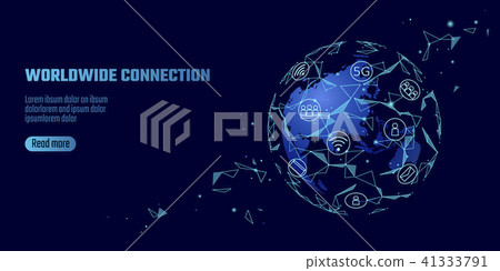 Global network connection. World map Asia continent point line worldwide information technology dat Global network connection. World map Asia continent point line worldwide information technology dat 41333791