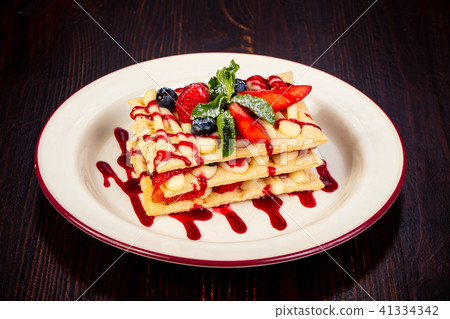 Waffel cake with berries Waffel cake with berries 41334342