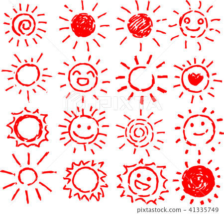 Summer sun red hand-painted illustration Summer sun red hand-painted illustration 41335749