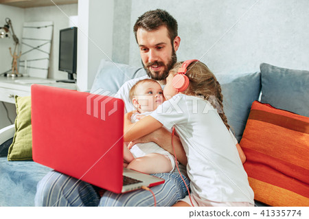 father and his daughters at home father and his daughters at home 41335774