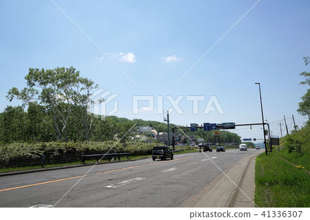 北海道国道230号中山山顶景观 图库照片