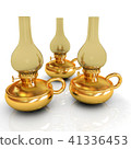 Old retro vintage golden kerosene lamp. 3d render 41336453