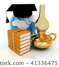 Leather books, Earth, kerosene lamp,graduation hat 41336475