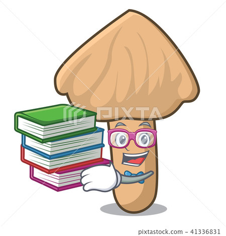 Student with book inocybe mushroom mascot cartoon Student with book inocybe mushroom mascot cartoon 41336831