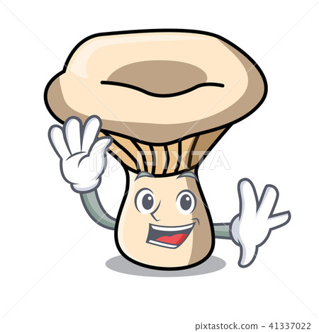 Waving milk mushroom character cartoon 41337022
