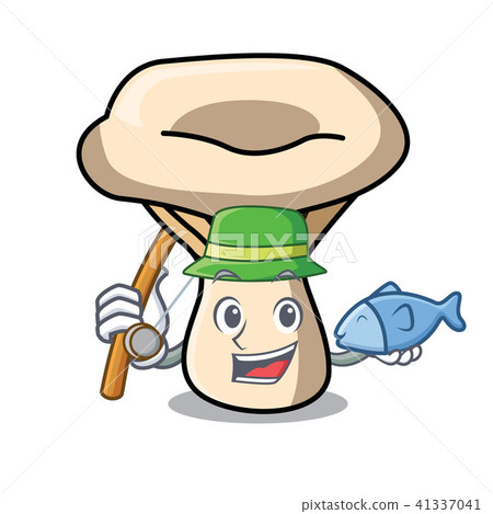 Fishing milk mushroom mascot cartoon 41337041