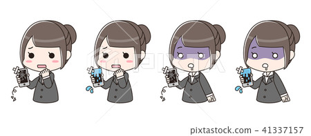 A woman with a broken smartphone Bust upset A woman with a broken smartphone Bust upset 41337157