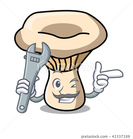 Mechanic milk mushroom mascot cartoon Mechanic milk mushroom mascot cartoon 41337189