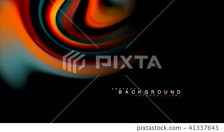 Fluid rainbow colors on black background, vector wave lines and swirls Fluid rainbow colors on black background, vector wave lines and swirls 41337643