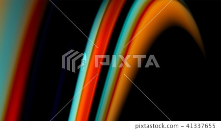 Fluid rainbow colors on black background, vector wave lines and swirls 41337655