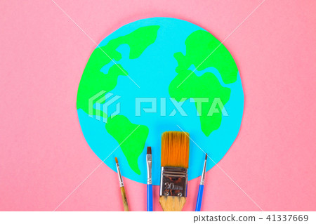 World art. Planet Earth and pencils, brushes World art. Planet Earth and pencils, brushes 41337669