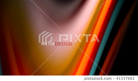 Fluid rainbow colors on black background, vector wave lines and swirls 41337681