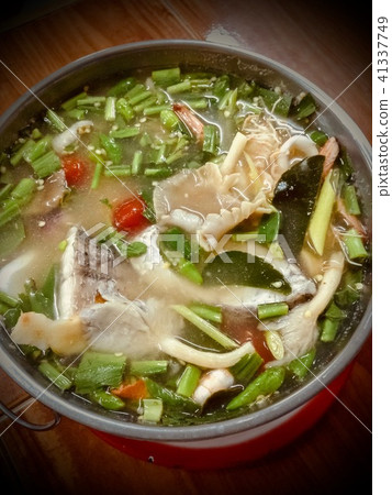 Seafood soup in a bowl. 41337749