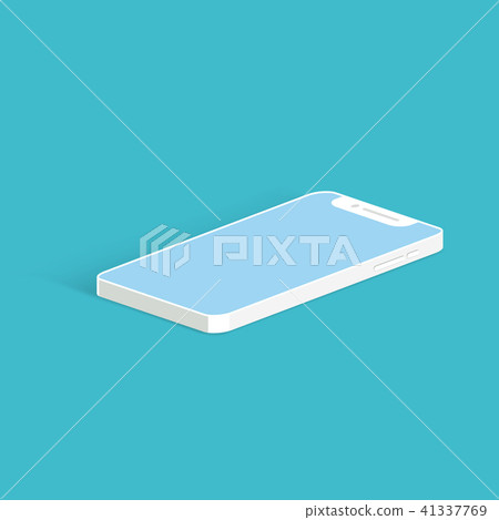 White smartphone mockup on the blue background. Isometric view. 41337769