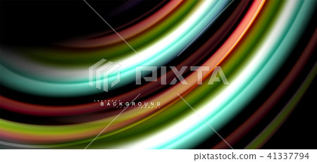 Multicolored wave lines on black background design 41337794