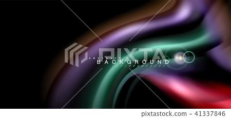 Color shiny light effects on black, liquid style multicolored wavy shape 41337846
