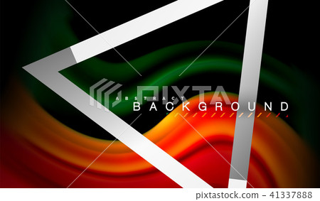 Rainbow fluid colors wave and metallic geometric shape Rainbow fluid colors wave and metallic geometric shape 41337888