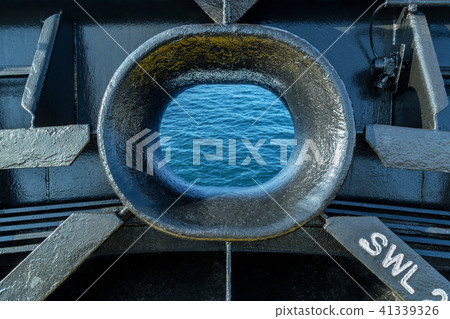 Metal hawse of a cargo ship. 41339326