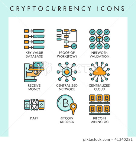 Cryptocurrency icons concept illustrations 41340281