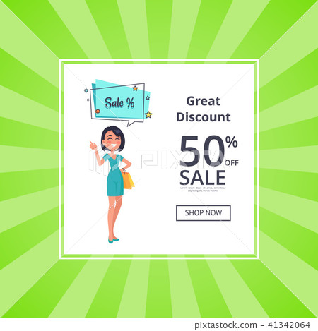 Great Discount 50 Off Shop Now Poster with Woman 41342064