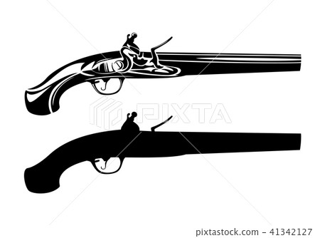 vintage flintlock pistol black and white vector 41342127