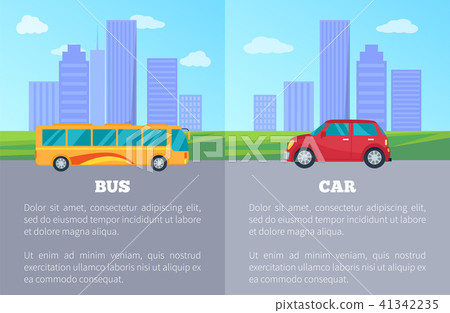 Bus Versus Car Comparing Vector Illustration - Stock Illustration ...