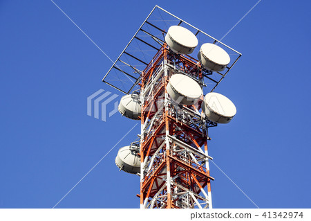telecommunication tower with the blue sky. Cell Phone Signal Tower, antennas 41342974