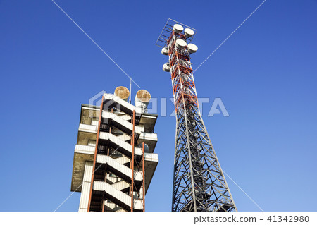 telecommunication tower with the blue sky. Cell Phone Signal Tower, antennas 41342980