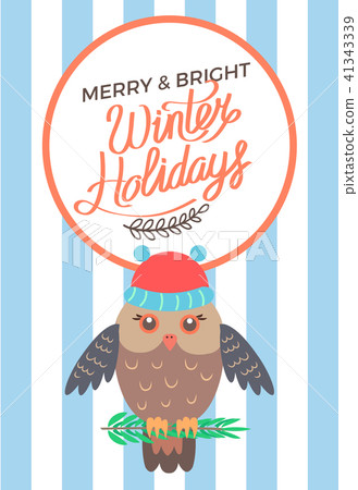 Merry and Bright Winter Holidays Poster Owl 41343339