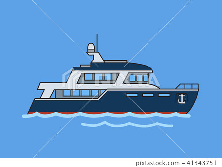 Two-deck ship, double-decker. Flat vector illustration. Isolated on blue background. 41343751