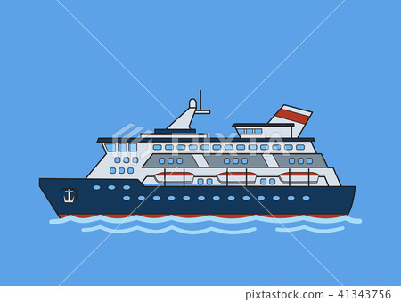 Cruise ship, cruiser. Flat vector illustration. Isolated on blue background. Cruise ship, cruiser. Flat vector illustration. Isolated on blue background. 41343756